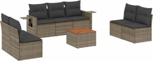 vidaXL 8-cz. zestaw mebli ogrodowych z poduszkami, szary, polirattan 2
