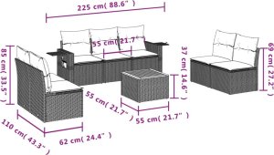 vidaXL 8-cz. zestaw mebli ogrodowych z poduszkami, szary, polirattan 8