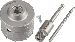 Graphite Otwornica widiowa 80mm z adapterem SDS+ oraz wiertłem pilotującym 2