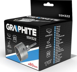 Graphite Otwornica widiowa 80mm z adapterem SDS+ oraz wiertłem pilotującym 9