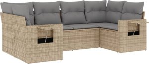 vidaXL 6-cz. zestaw mebli ogrodowych z poduszkami, beżowy, polirattan 2