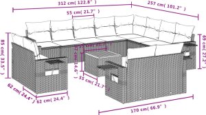 vidaXL 13-cz. zestaw mebli do ogrodu, poduszki, czarny, rattan PE 8