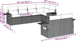 vidaXL 7-cz. zestaw wypoczynkowy do ogrodu, z poduszkami, czarny 8