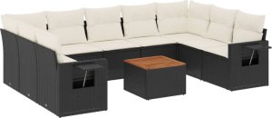 vidaXL 10-cz. zestaw wypoczynkowy do ogrodu, poduszki czarny rattan PE 2