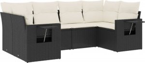 vidaXL 6-cz. zestaw mebli ogrodowych z poduszkami, czarny polirattan 2