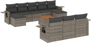 vidaXL 11-cz. zestaw mebli ogrodowych z poduszkami, szary rattan PE 2