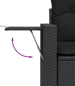 vidaXL 10-cz. zestaw wypoczynkowy do ogrodu, poduszki czarny rattan PE 9