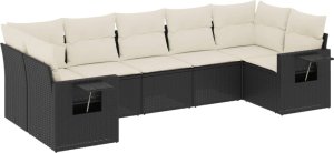 vidaXL 7-cz. zestaw wypoczynkowy do ogrodu, z poduszkami, czarny 2