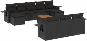vidaXL 11-cz. zestaw wypoczynkowy do ogrodu, poduszki czarny rattan PE 2