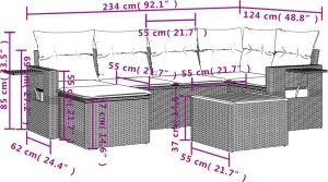 vidaXL 7-cz. zestaw wypoczynkowy do ogrodu, z poduszkami, szary 9