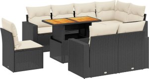 vidaXL 9-cz. zestaw wypoczynkowy do ogrodu, z poduszkami, czarny 2