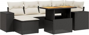 vidaXL 7-cz. zestaw wypoczynkowy do ogrodu, z poduszkami, czarny 2