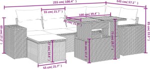 vidaXL 7-cz. zestaw wypoczynkowy do ogrodu, z poduszkami, czarny 3