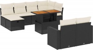 vidaXL 11-cz. zestaw wypoczynkowy do ogrodu, poduszki czarny rattan PE 2