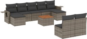 vidaXL 10-cz. zestaw wypoczynkowy do ogrodu, z poduszkami, szary 2