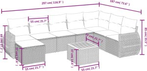 vidaXL 9-cz. zestaw wypoczynkowy do ogrodu, z poduszkami, czarny 4