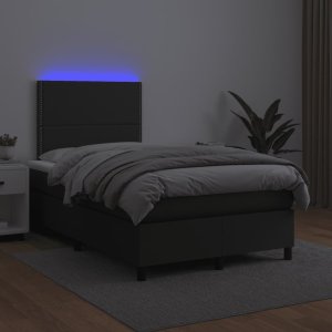 vidaXL Łóżko kontynentalne z materacem i LED, czarne, 120x190 cm 4