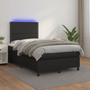 vidaXL Łóżko kontynentalne z materacem i LED, czarne, 120x190 cm 5