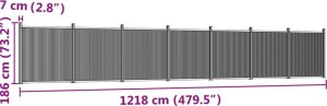 vidaXL Panel ogrodzeniowy, szary, 1218x186 cm, WPC 10