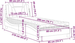 vidaXL Łóżko z materacem, biało-czarne, 80x200 cm, sztuczna skóra 12