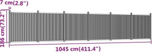 vidaXL Panel ogrodzeniowy, szary, 1045x186 cm, WPC 10