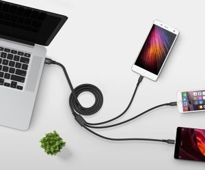 Kabel USB Verk USB-A - USB-C + microUSB + Lightning 1.2 m Czarny 5