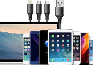 Kabel USB Verk USB-A - USB-C + microUSB + Lightning 1.2 m Czarny 6