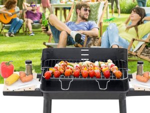Verk Grill ogrodowy duży węglowy bbq regulowany ruszt półki koła przenośny Grill ogrodowy duży węglowy bbq regulowany ruszt półki koła przenośny 2