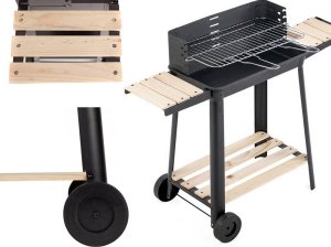 Verk Grill ogrodowy duży węglowy bbq regulowany ruszt półki koła przenośny Grill ogrodowy duży węglowy bbq regulowany ruszt półki koła przenośny 6