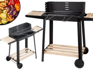 Verk Grill ogrodowy duży węglowy bbq regulowany ruszt półki koła przenośny Grill ogrodowy duży węglowy bbq regulowany ruszt półki koła przenośny 9