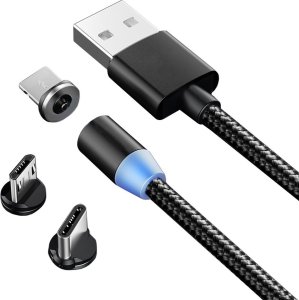 Kabel USB Verk Kabel magnetyczny przwód do ładowania 3w1 micro typ-c usb lightning 1m Kabel magnetyczny przwód do ładowania 3w1 micro typ-c usb lightning 1m 1