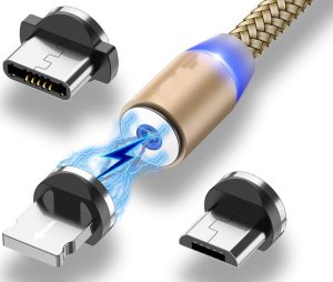 Kabel USB Verk USB-A - USB-C + microUSB + Lightning 1 m Złoty 4