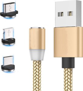 Kabel USB Verk USB-A - USB-C + microUSB + Lightning 1 m Złoty 6