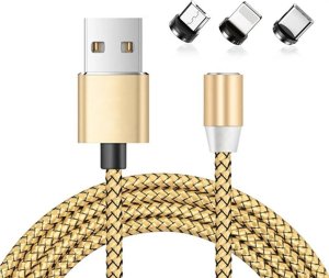 Kabel USB Verk USB-A - USB-C + microUSB + Lightning 1 m Złoty 8