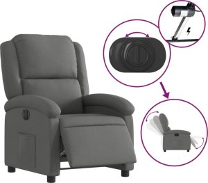 vidaXL Elektryczny fotel rozkładany, ciemnoszary, obity tkaniną 6