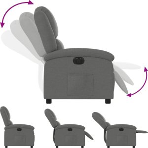 vidaXL Elektryczny fotel rozkładany, ciemnoszary, obity tkaniną 7