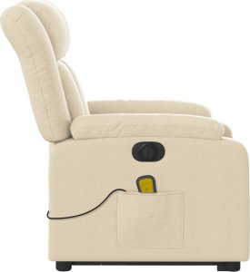 vidaXL Podnoszony fotel masujący, elektryczny, rozkładany, kremowy 10
