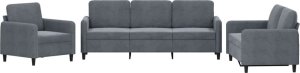 vidaXL 3-cz. komplet wypoczynkowy, ciemnoszary, obity aksamitem 2