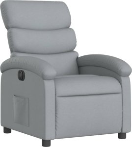 vidaXL Elektryczny fotel rozkładany, jasnoszary, obity tkaniną 4