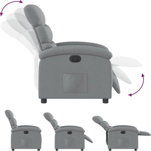 vidaXL Elektryczny fotel rozkładany, jasnoszary, obity tkaniną 7