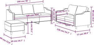 vidaXL 3-cz. komplet wypoczynkowy z poduszkami, jasnoszary, tkanina 8