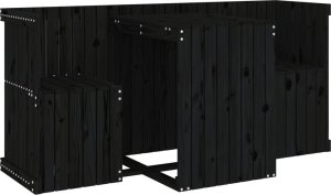 vidaXL Zestaw mebli na balkon, z 2 siedziskami, czarny, sosnowy 2