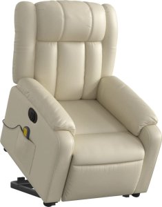 vidaXL Rozkładany fotel pionizujący z masażem, elektryczny, kremowy 3
