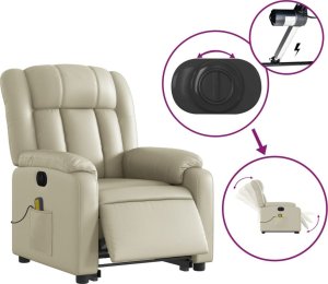 vidaXL Rozkładany fotel pionizujący z masażem, elektryczny, kremowy 6