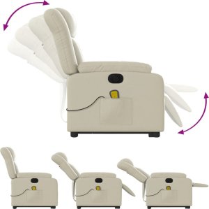 vidaXL Rozkładany fotel pionizujący z masażem, elektryczny, kremowy 7