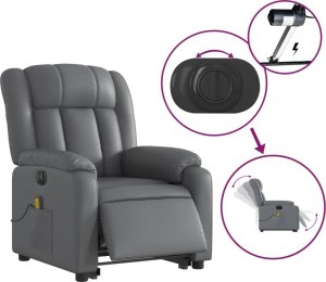 vidaXL Rozkładany fotel pionizujący z masażem, elektryczny, szary 5