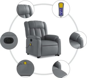 vidaXL Rozkładany fotel pionizujący z masażem, elektryczny, szary 7