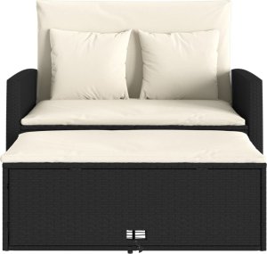 vidaXL Sofa ogrodowa z poduszkami, 2-osobowa, czarna, polirattan 6
