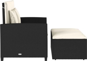 vidaXL Sofa ogrodowa z poduszkami, 2-osobowa, czarna, polirattan 7
