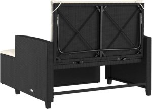 vidaXL Sofa ogrodowa z poduszkami, 2-osobowa, czarna, polirattan 8